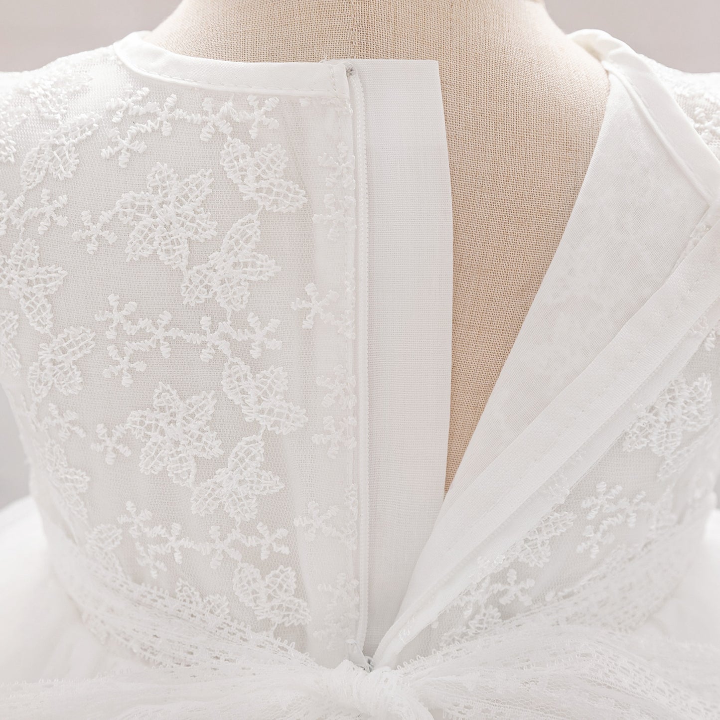 Frocklet Puffy Lace Baby Dress with Flutter Sleeves – Tea Length White Party Gown for 0-24 Months 4