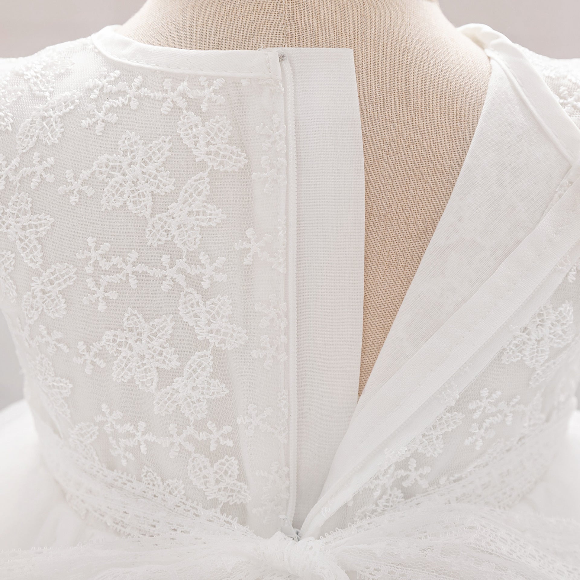 Frocklet Puffy Lace Baby Dress with Flutter Sleeves – Tea Length White Party Gown for 0-24 Months 4