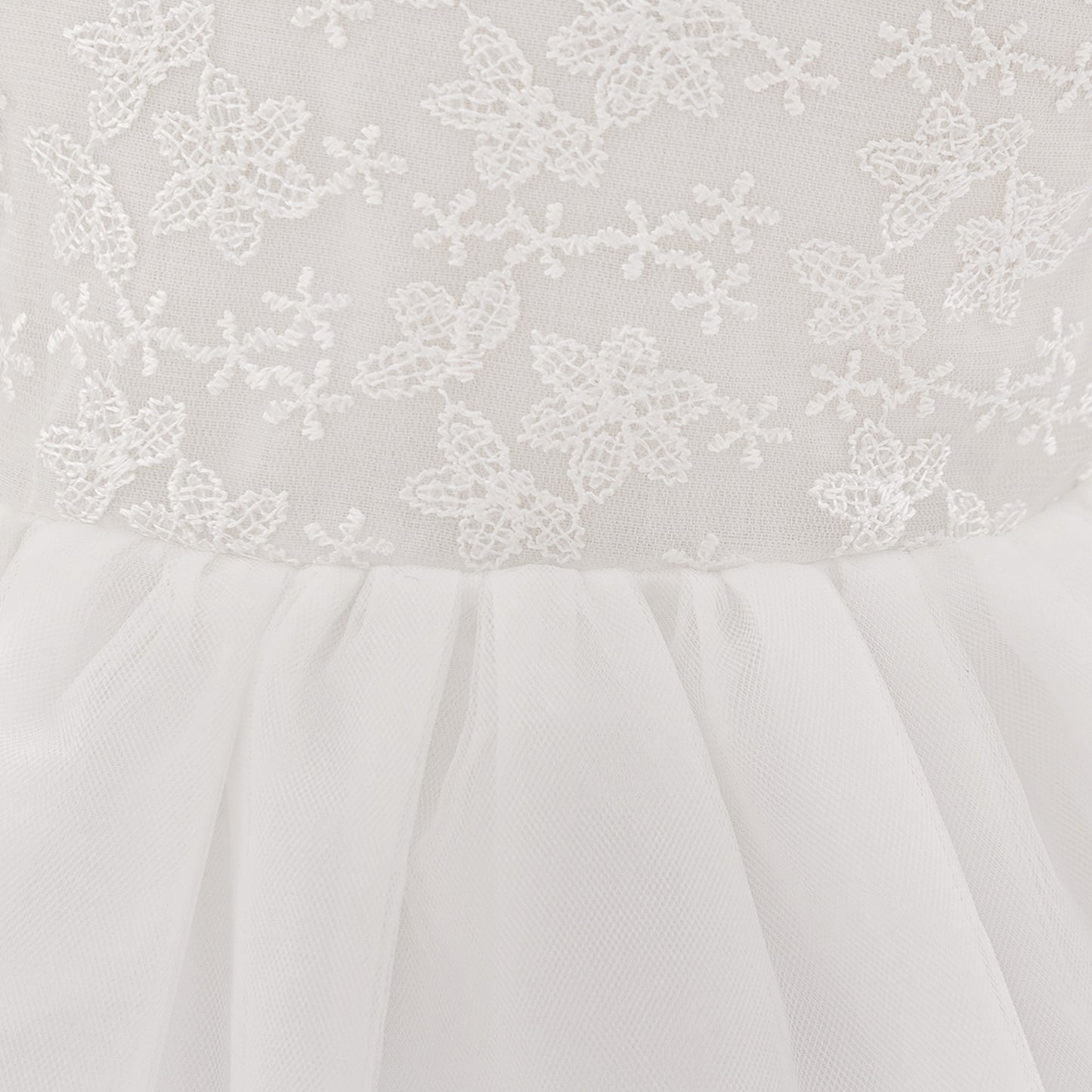 Frocklet Puffy Lace Baby Dress with Flutter Sleeves – Tea Length White Party Gown for 0-24 Months 6