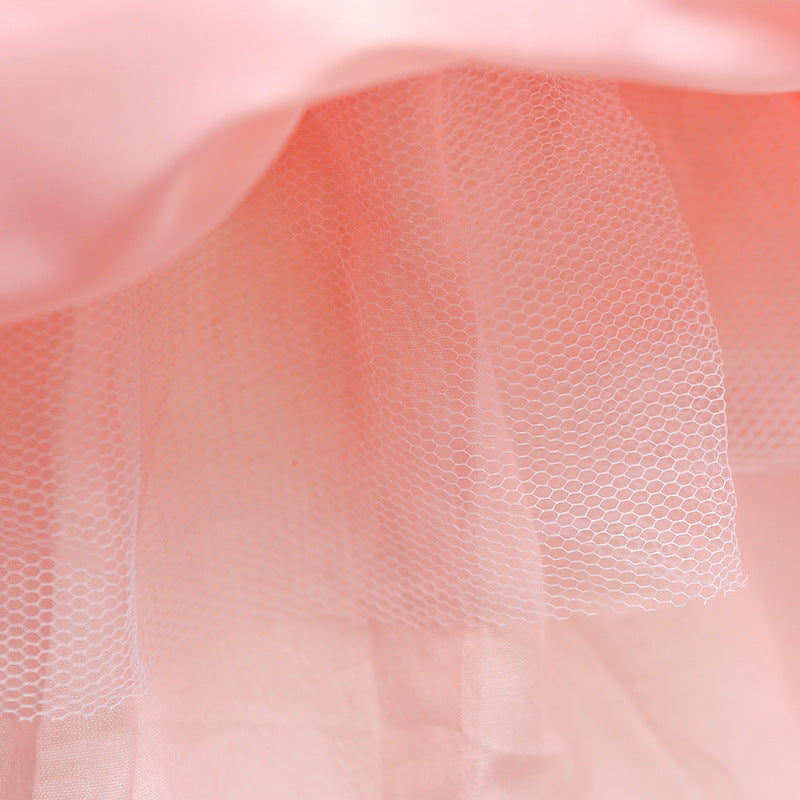 Puffy Beaded Bow Princess Dress for Girls | Tea-Length Kids Formal Gown