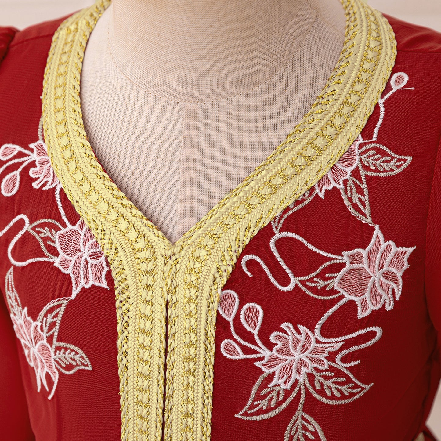 Burgundy Embroidered Long Sleeve Maxi Tulle Dress for Girls | Party & Wedding
