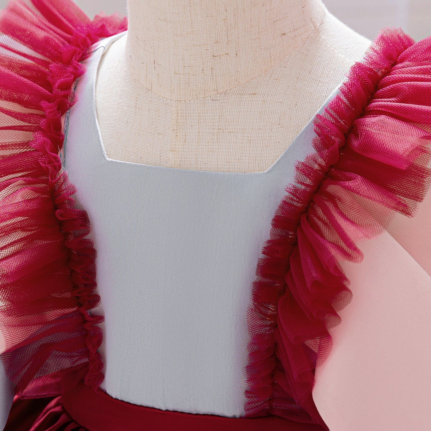 Burgundy Princess Ball Gown Dress for Girls | Tea-Length Puffy Kids Party Dress
