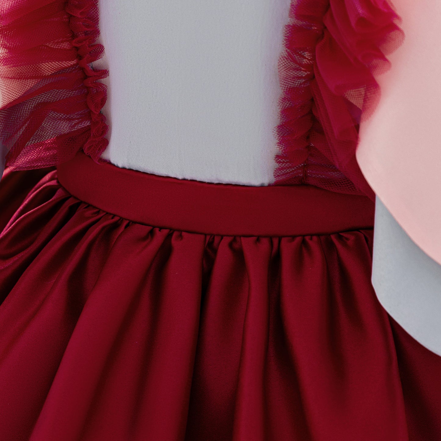 Burgundy Princess Ball Gown Dress for Girls | Tea-Length Puffy Kids Party Dress