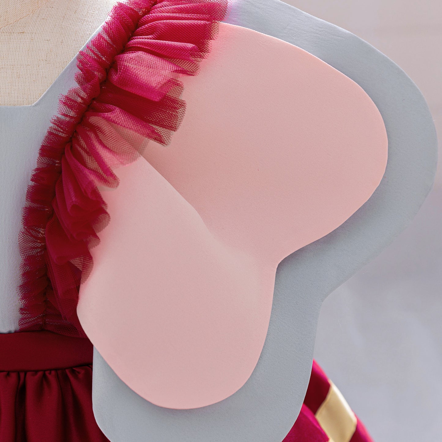 Burgundy Princess Ball Gown Dress for Girls | Tea-Length Puffy Kids Party Dress