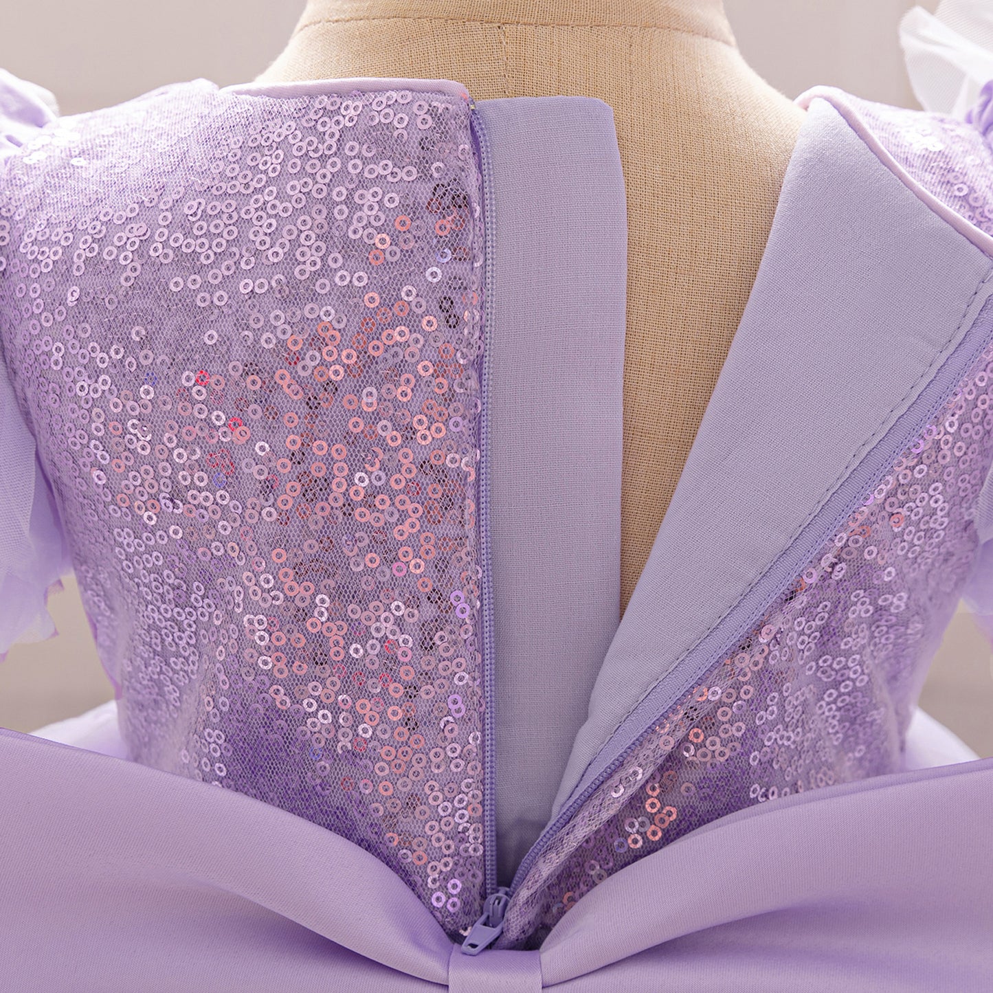 Purple Puffy Princess Dress with Butterfly Appliques for Little Girls