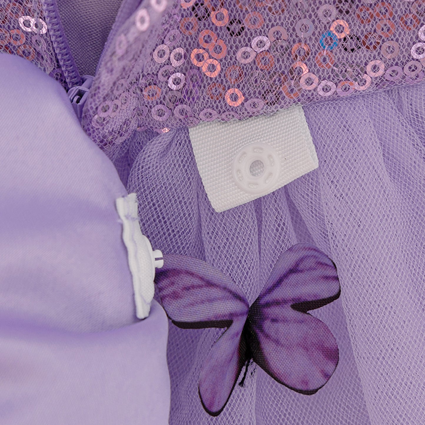 Purple Puffy Princess Dress with Butterfly Appliques for Little Girls
