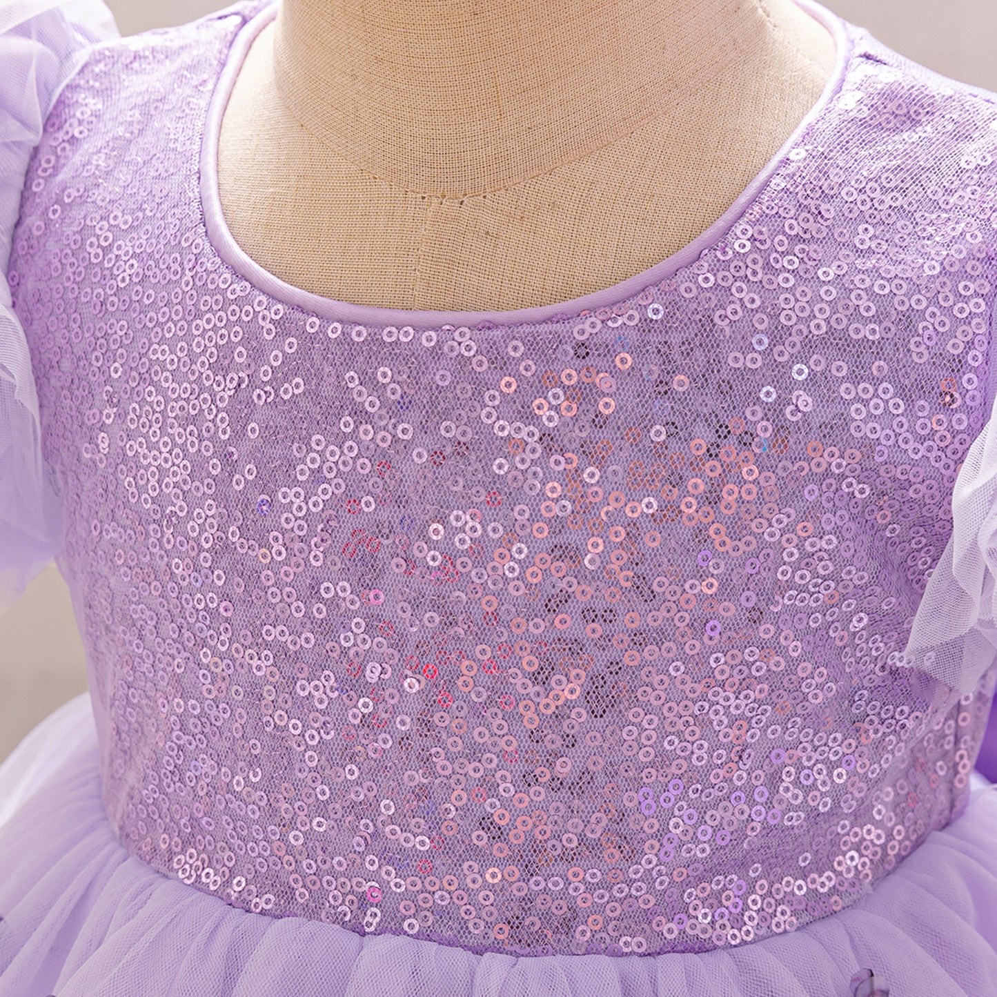 Purple Puffy Princess Dress with Butterfly Appliques for Little Girls