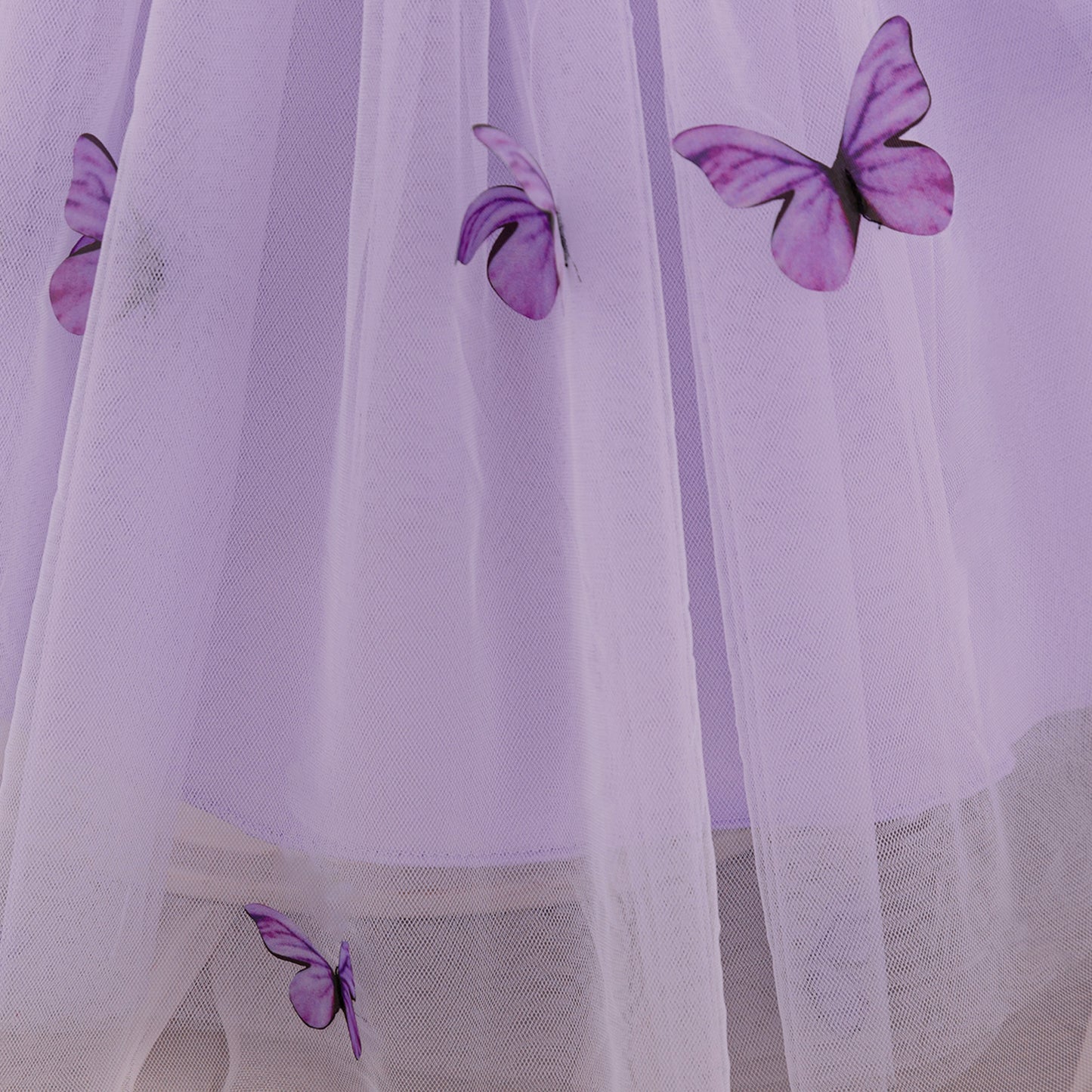 Purple Puffy Princess Dress with Butterfly Appliques for Little Girls