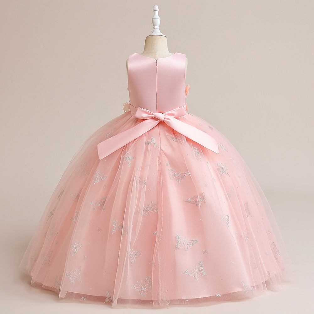 Cute Cartoon Print A-Line Maxi Dress for Girls – Princess Party & Flower Girl Outfit