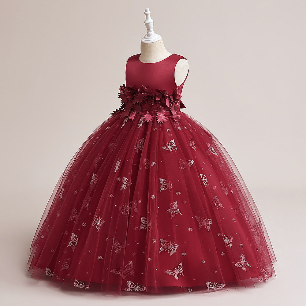 Cute Cartoon Print A-Line Maxi Dress for Girls – Princess Party & Flower Girl Outfit