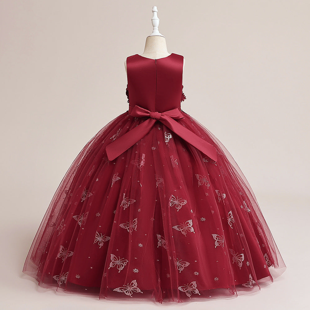 Cute Cartoon Print A-Line Maxi Dress for Girls – Princess Party & Flower Girl Outfit