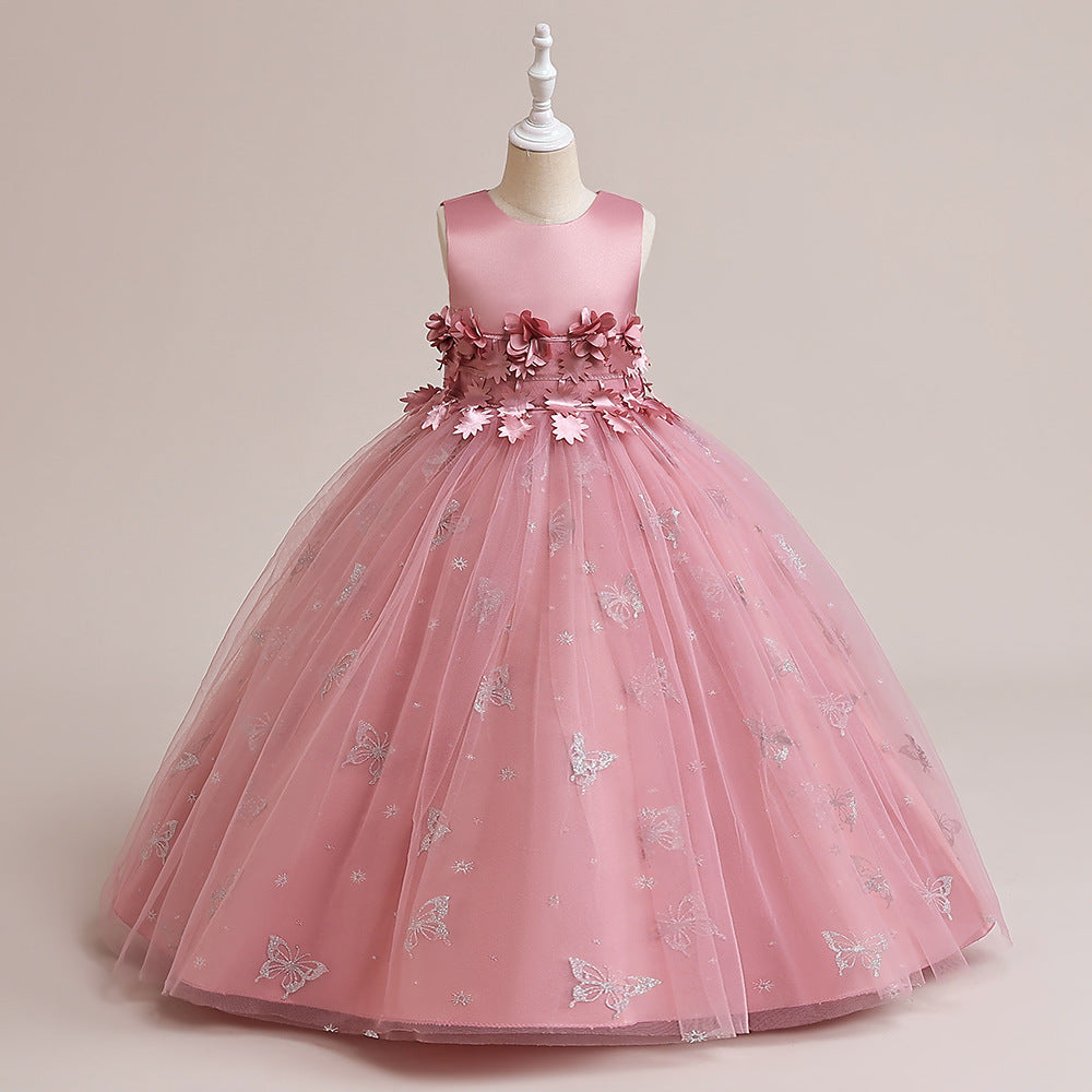 Cute Cartoon Print A-Line Maxi Dress for Girls – Princess Party & Flower Girl Outfit