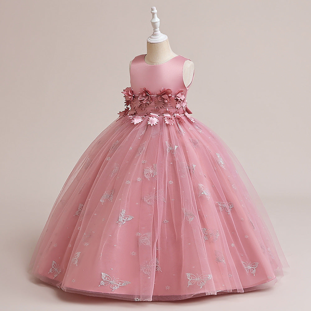 Cute Cartoon Print A-Line Maxi Dress for Girls – Princess Party & Flower Girl Outfit