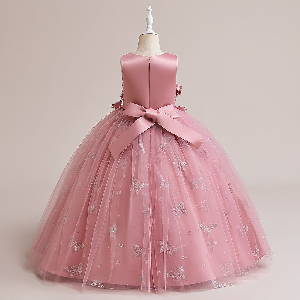Cute Cartoon Print A-Line Maxi Dress for Girls – Princess Party & Flower Girl Outfit