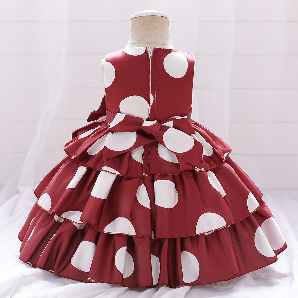 Puffy Cartoon Princess Dress for Girls – Tiered Ruffle Ball Gown for Parties & Celebrations