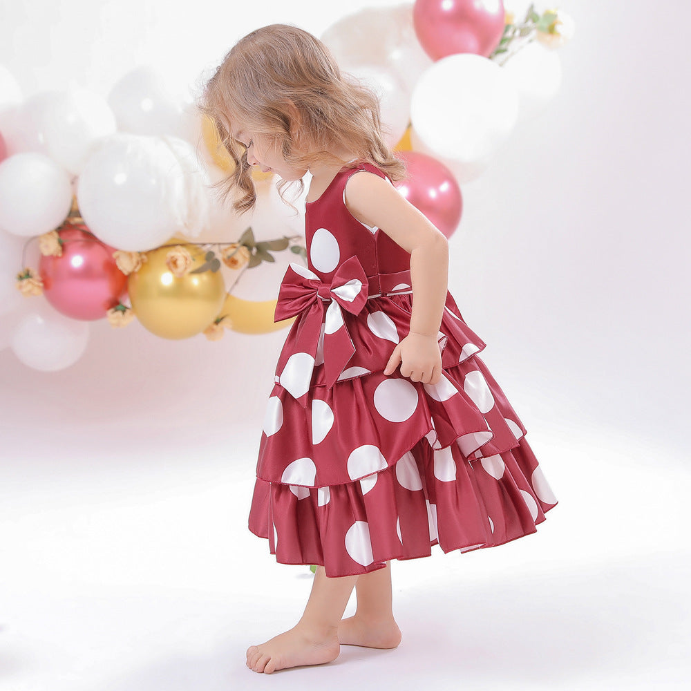 Puffy Cartoon Princess Dress for Girls – Tiered Ruffle Ball Gown for Parties & Celebrations