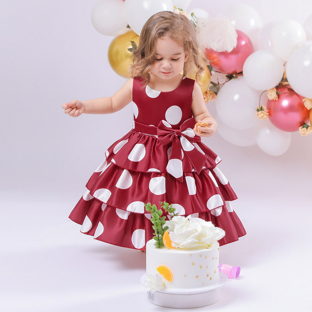 Puffy Cartoon Princess Dress for Girls – Tiered Ruffle Ball Gown for Parties & Celebrations