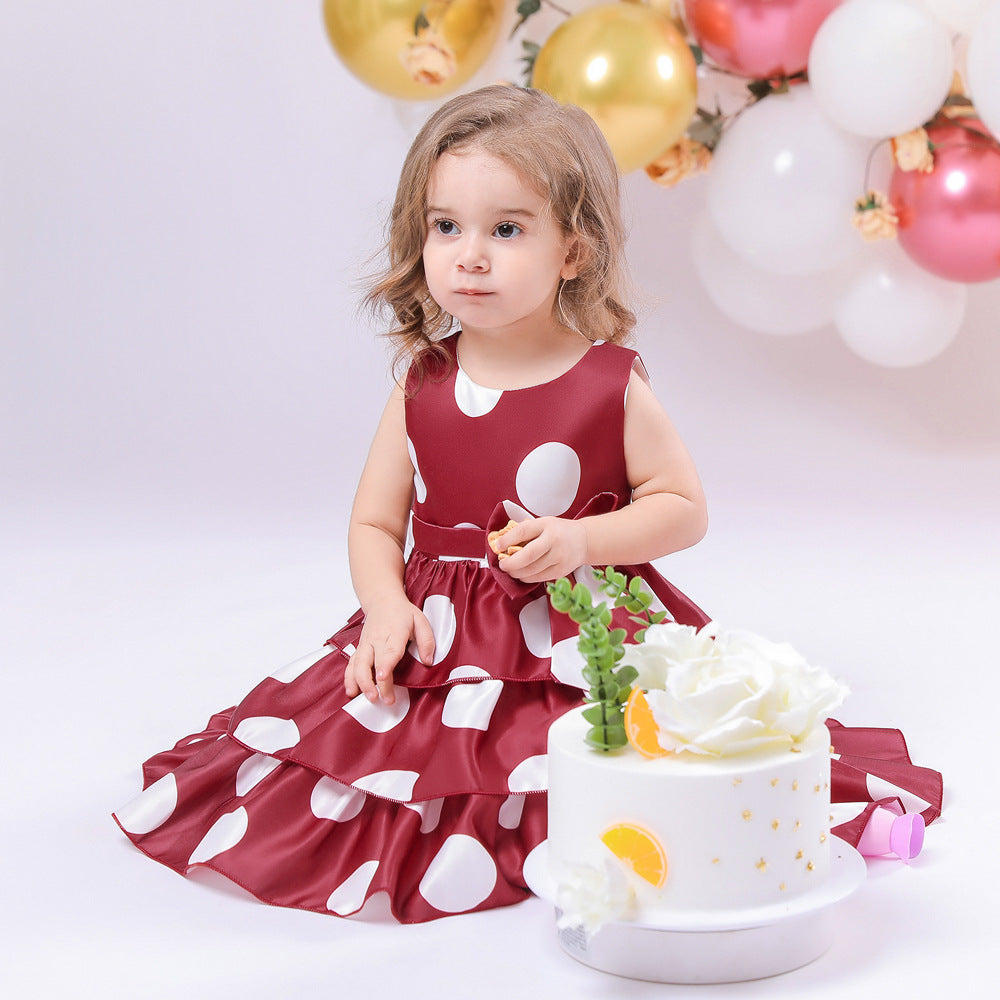 Puffy Cartoon Princess Dress for Girls – Tiered Ruffle Ball Gown for Parties & Celebrations