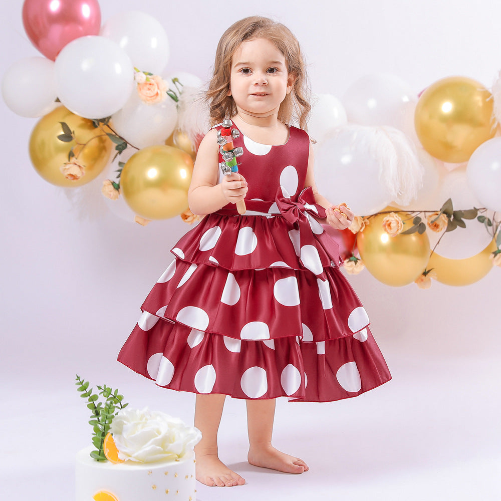 Puffy Cartoon Princess Dress for Girls – Tiered Ruffle Ball Gown for Parties & Celebrations