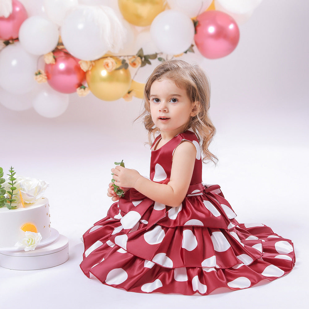 Puffy Cartoon Princess Dress for Girls – Tiered Ruffle Ball Gown for Parties & Celebrations