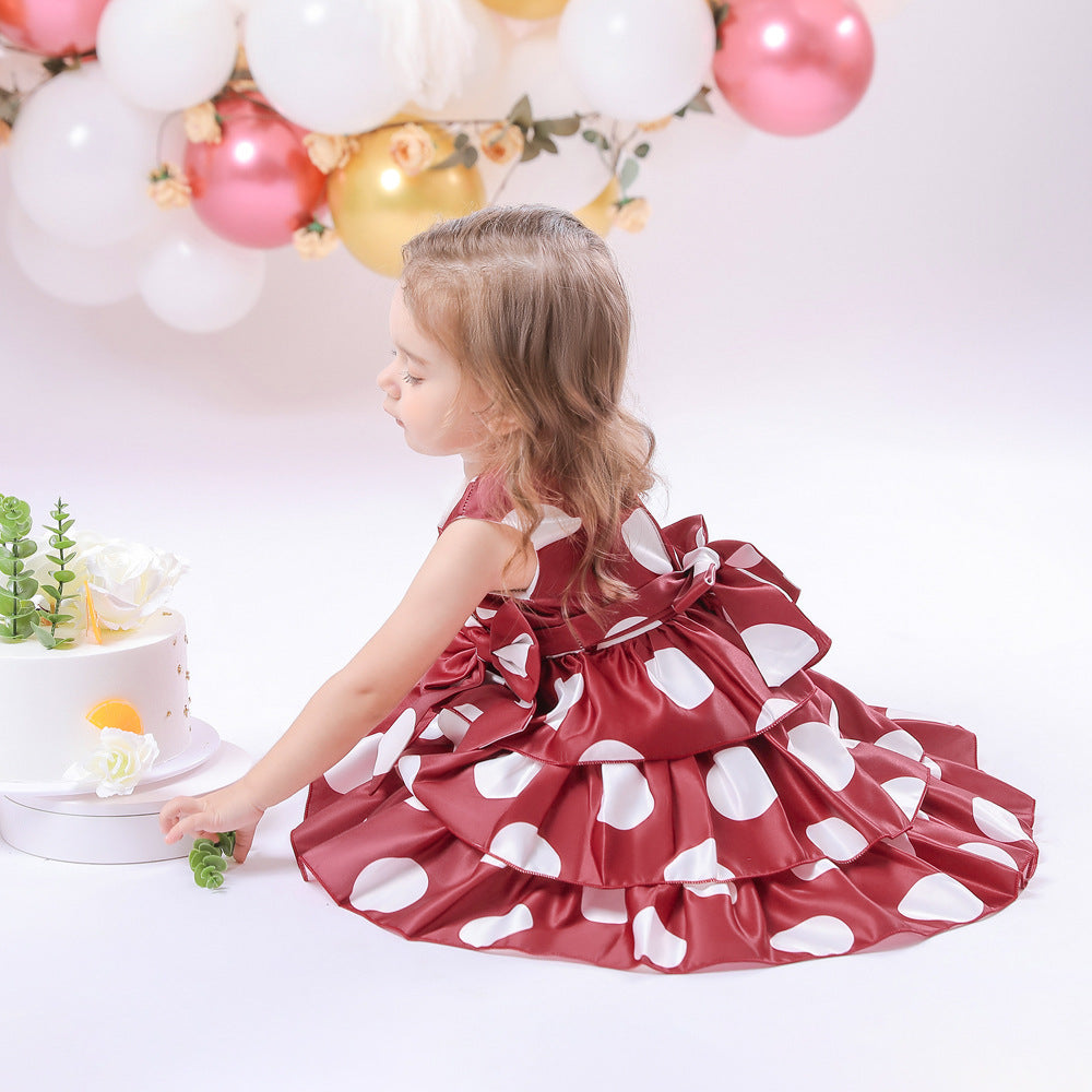Puffy Cartoon Princess Dress for Girls – Tiered Ruffle Ball Gown for Parties & Celebrations