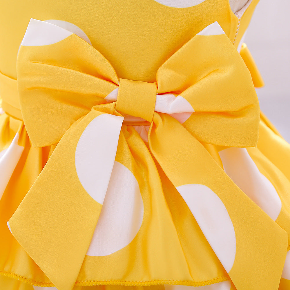Puffy Cartoon Princess Dress for Girls – Tiered Ruffle Ball Gown for Parties & Celebrations
