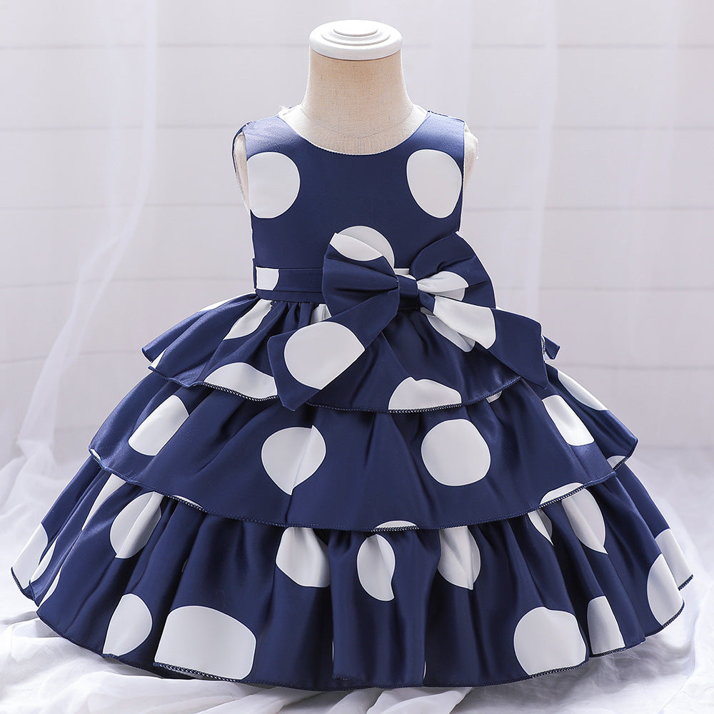 Puffy Cartoon Princess Dress for Girls – Tiered Ruffle Ball Gown for Parties & Celebrations