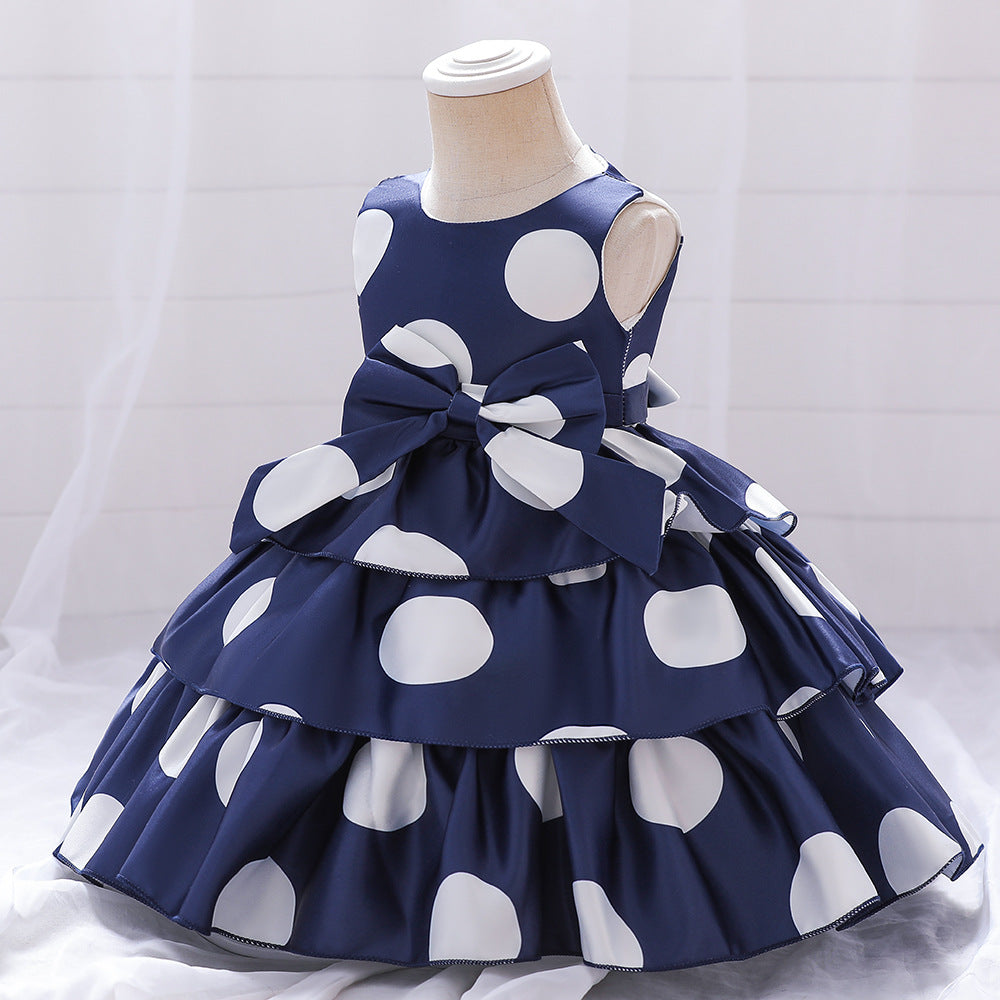 Puffy Cartoon Princess Dress for Girls – Tiered Ruffle Ball Gown for Parties & Celebrations