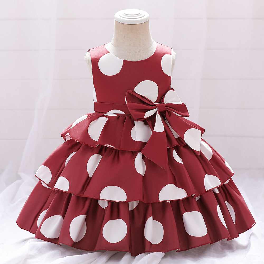 Puffy Cartoon Princess Dress for Girls – Tiered Ruffle Ball Gown for Parties & Celebrations