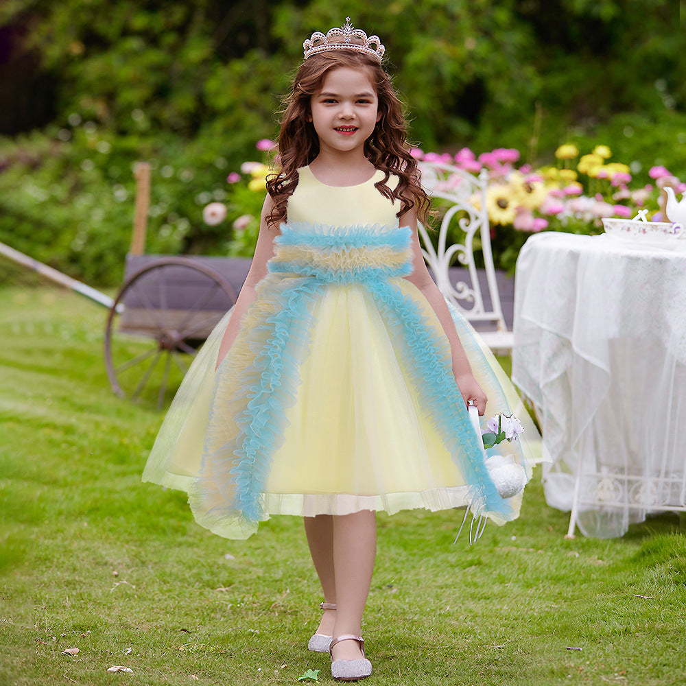 Champagne A-Line Tulle Flower Girl Dress for Parties & Weddings (3-10 Years)