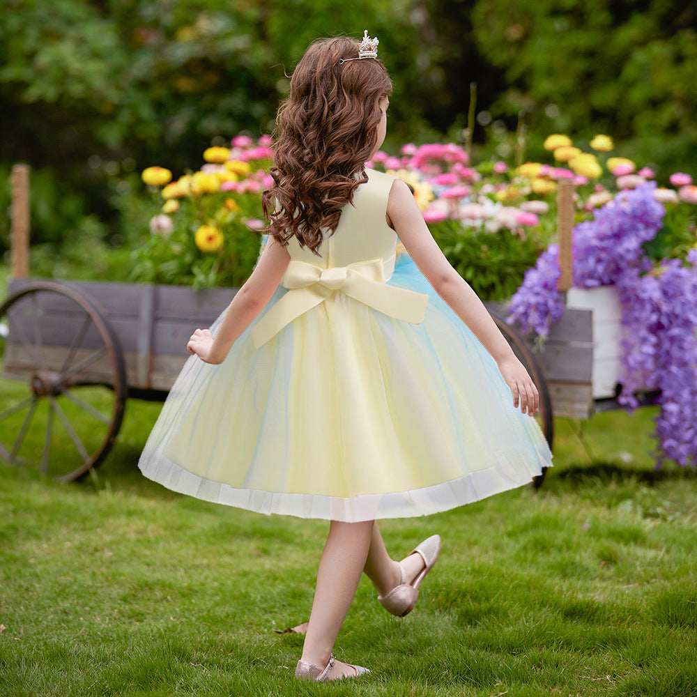 Champagne A-Line Tulle Flower Girl Dress for Parties & Weddings (3-10 Years)