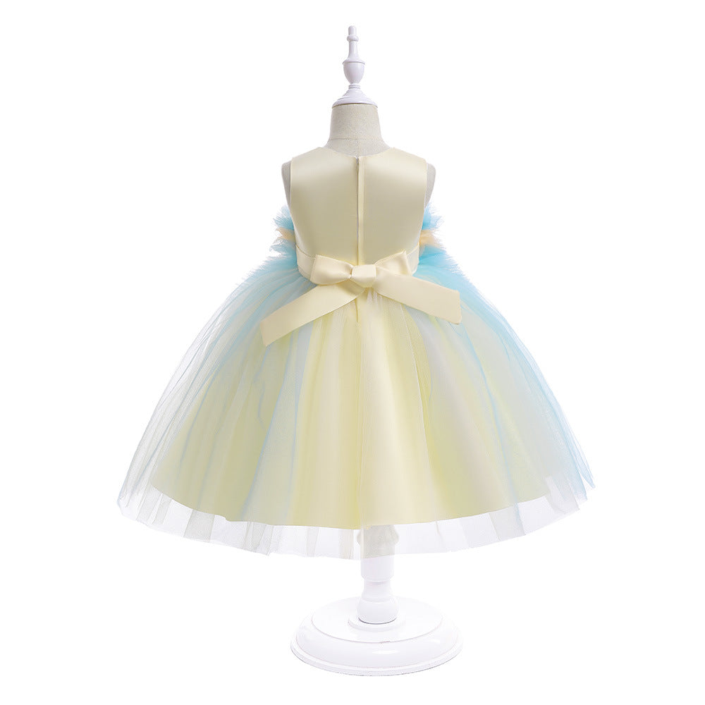 Champagne A-Line Tulle Flower Girl Dress for Parties & Weddings (3-10 Years)