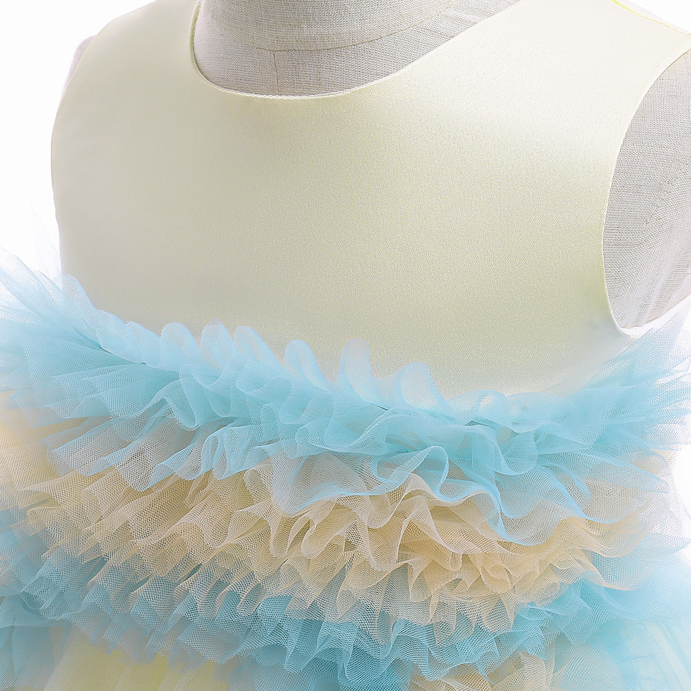 Champagne A-Line Tulle Flower Girl Dress for Parties & Weddings (3-10 Years)
