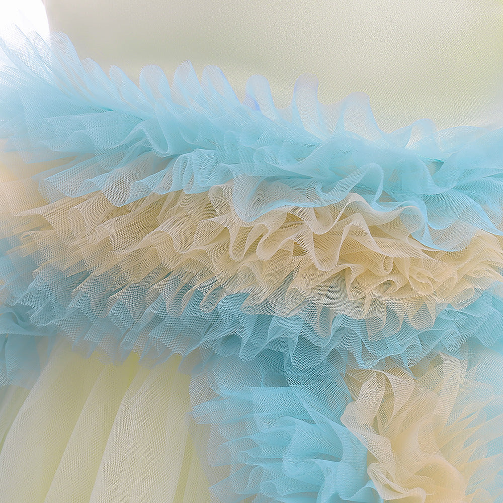 Champagne A-Line Tulle Flower Girl Dress for Parties & Weddings (3-10 Years)