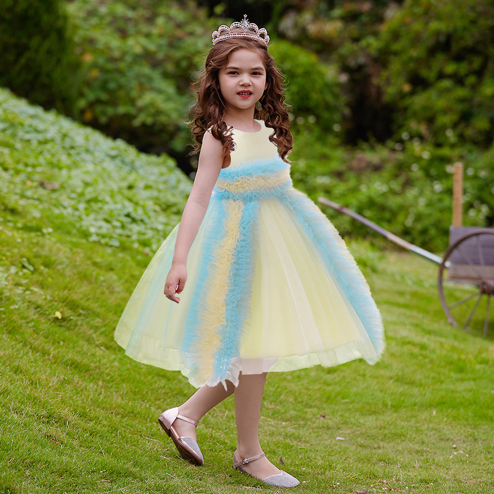 Champagne A-Line Tulle Flower Girl Dress for Parties & Weddings (3-10 Years)