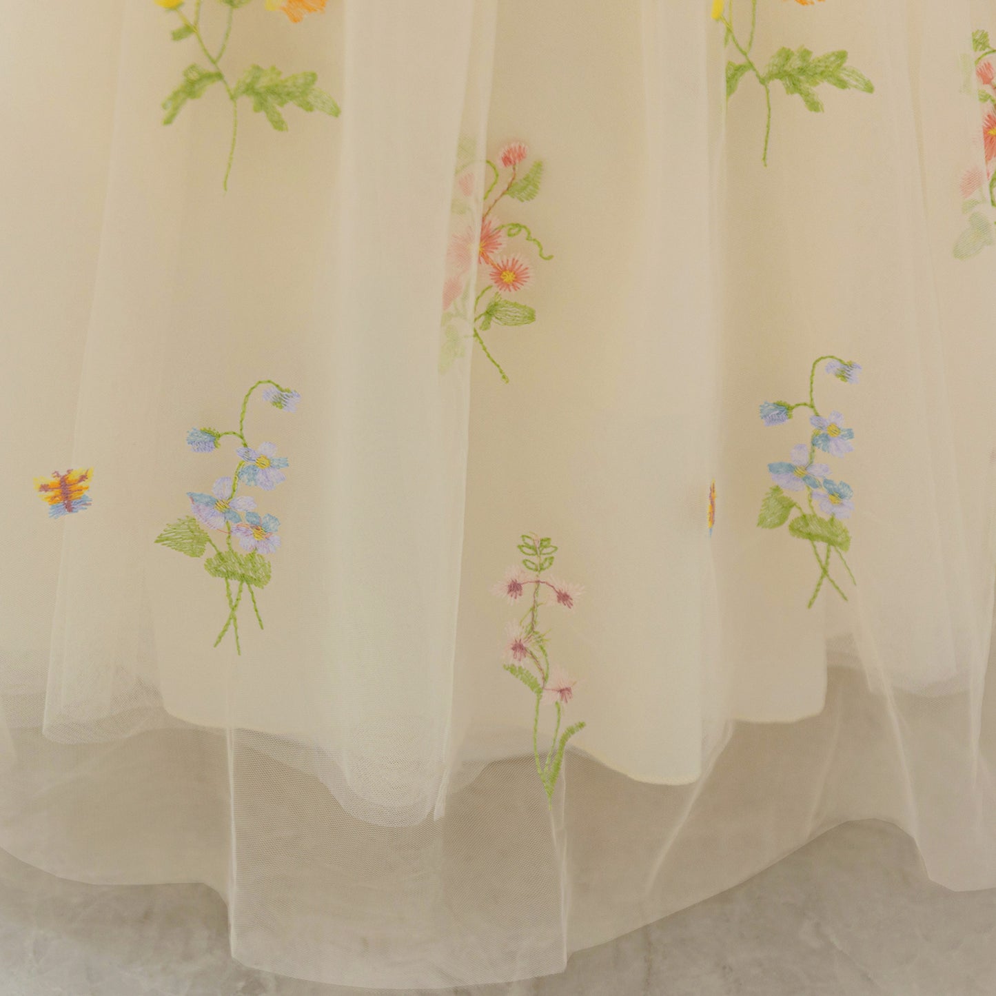 Champagne Embroidered Lace Princess Maxi Dress for Girls | Cute Flower Girl & Party Gown