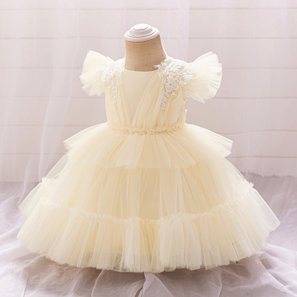 Champagne Puffy Tulle Princess Dress for Girls | Ball Gown Flower Girl Dress