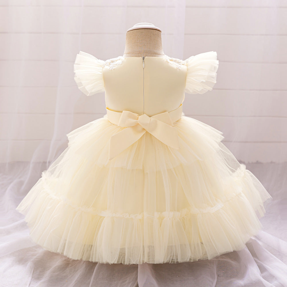 Champagne Puffy Tulle Princess Dress for Girls | Ball Gown Flower Girl Dress