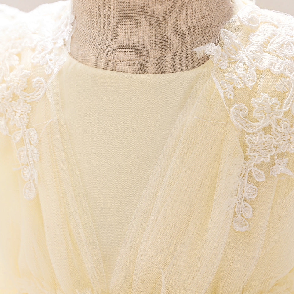 Champagne Puffy Tulle Princess Dress for Girls | Ball Gown Flower Girl Dress