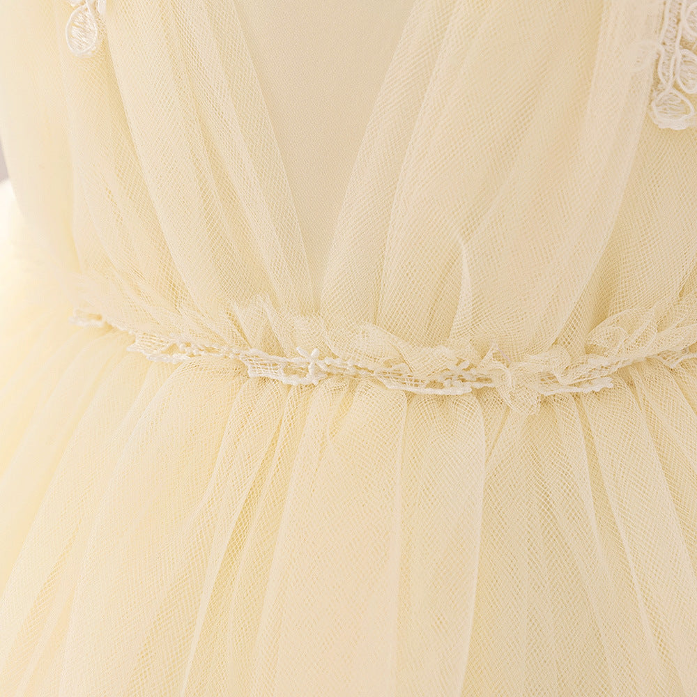 Champagne Puffy Tulle Princess Dress for Girls | Ball Gown Flower Girl Dress