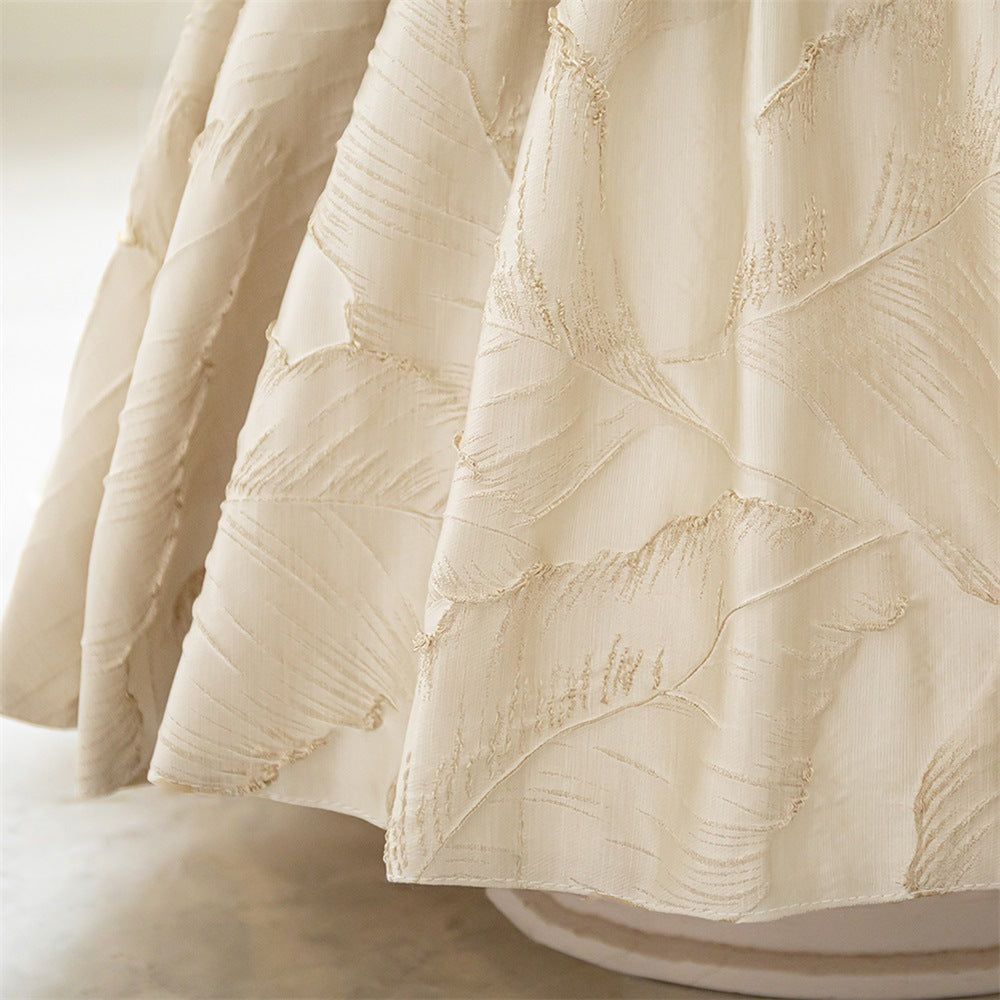 Champagne Princess Dress for Baby Girls – A-Line Satin Party Dress with Bow & Embroidery