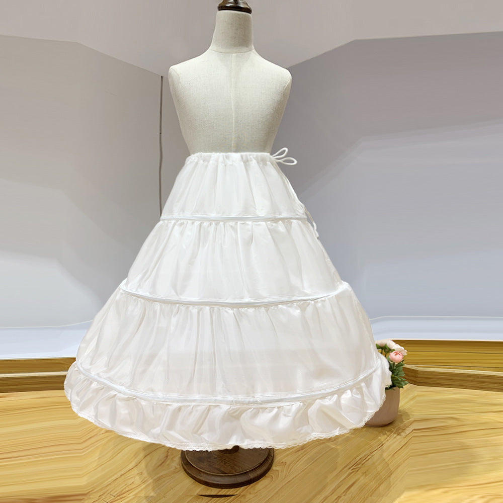 Children's 55CM Ball Gown Petticoat – Three Layers, Single Steel Hoop for Formal Dresses