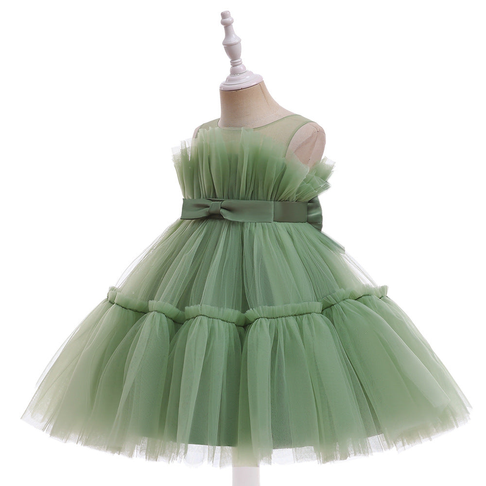 Cute Colorblock Mesh Cake Dress for Girls – Party & Wedding Flower Girl Frock