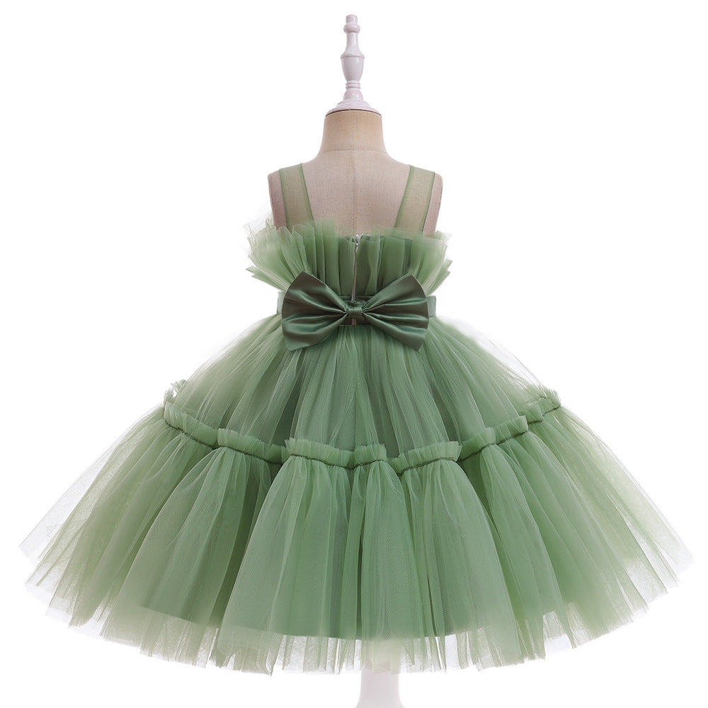 Cute Colorblock Mesh Cake Dress for Girls – Party & Wedding Flower Girl Frock