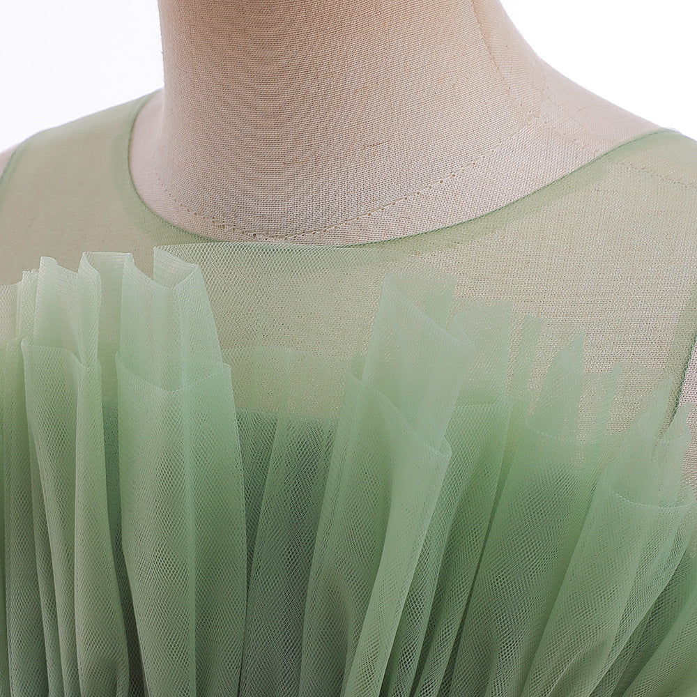 Cute Colorblock Mesh Cake Dress for Girls – Party & Wedding Flower Girl Frock