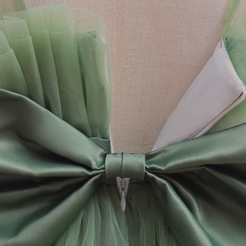 Cute Colorblock Mesh Cake Dress for Girls – Party & Wedding Flower Girl Frock