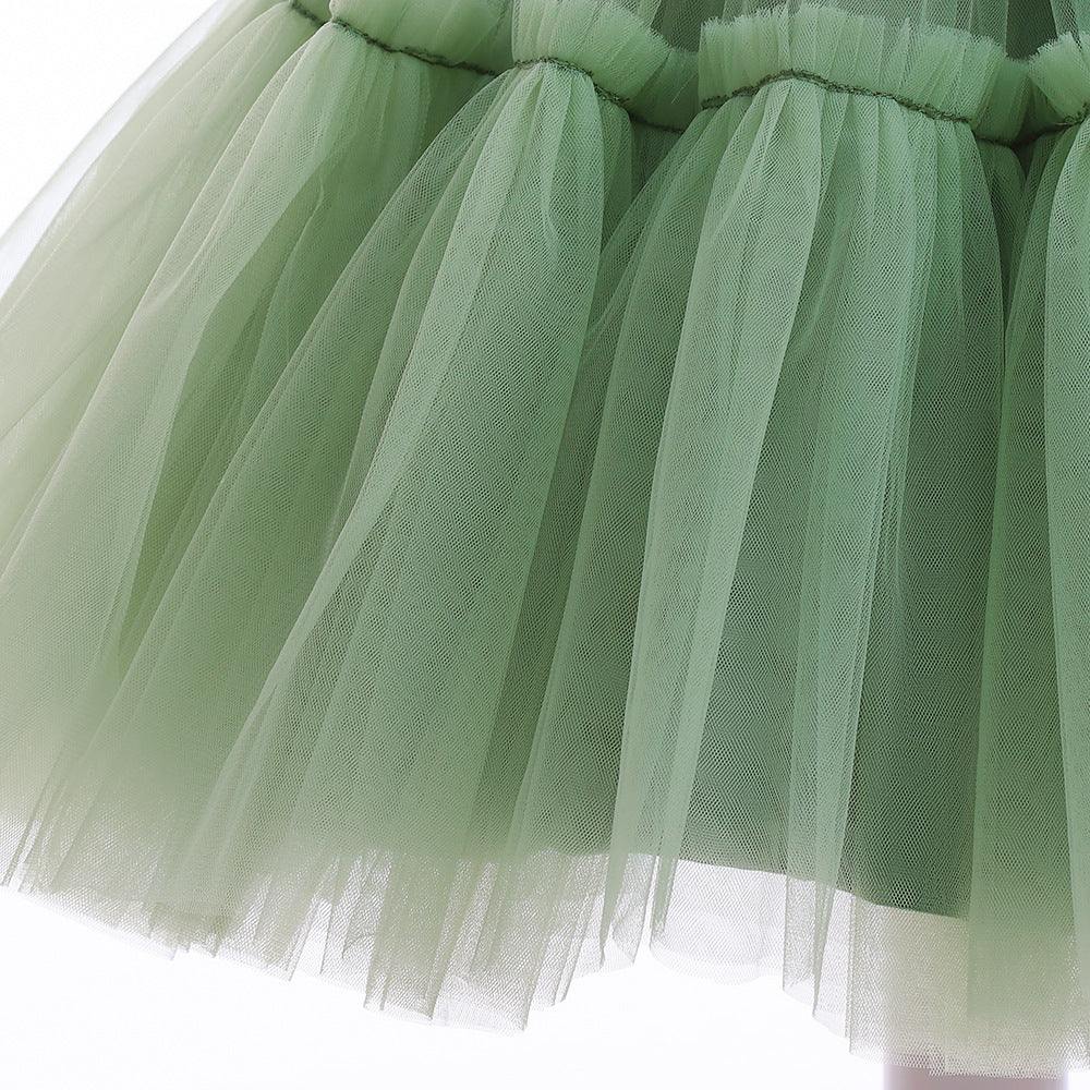 Cute Colorblock Mesh Cake Dress for Girls – Party & Wedding Flower Girl Frock