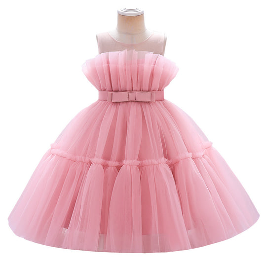 Frocklet Cute Colorblock Mesh Cake Dress for Girls – Party & Wedding Flower Girl Frock 1