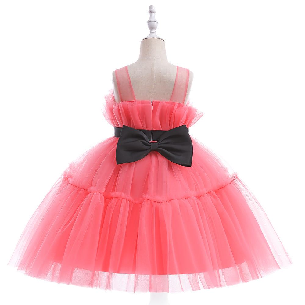 Cute Colorblock Mesh Cake Dress for Girls – Party & Wedding Flower Girl Frock