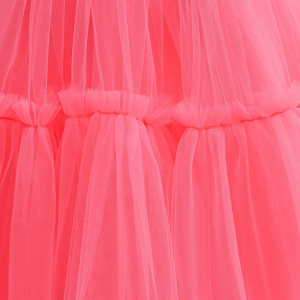 Cute Colorblock Mesh Cake Dress for Girls – Party & Wedding Flower Girl Frock